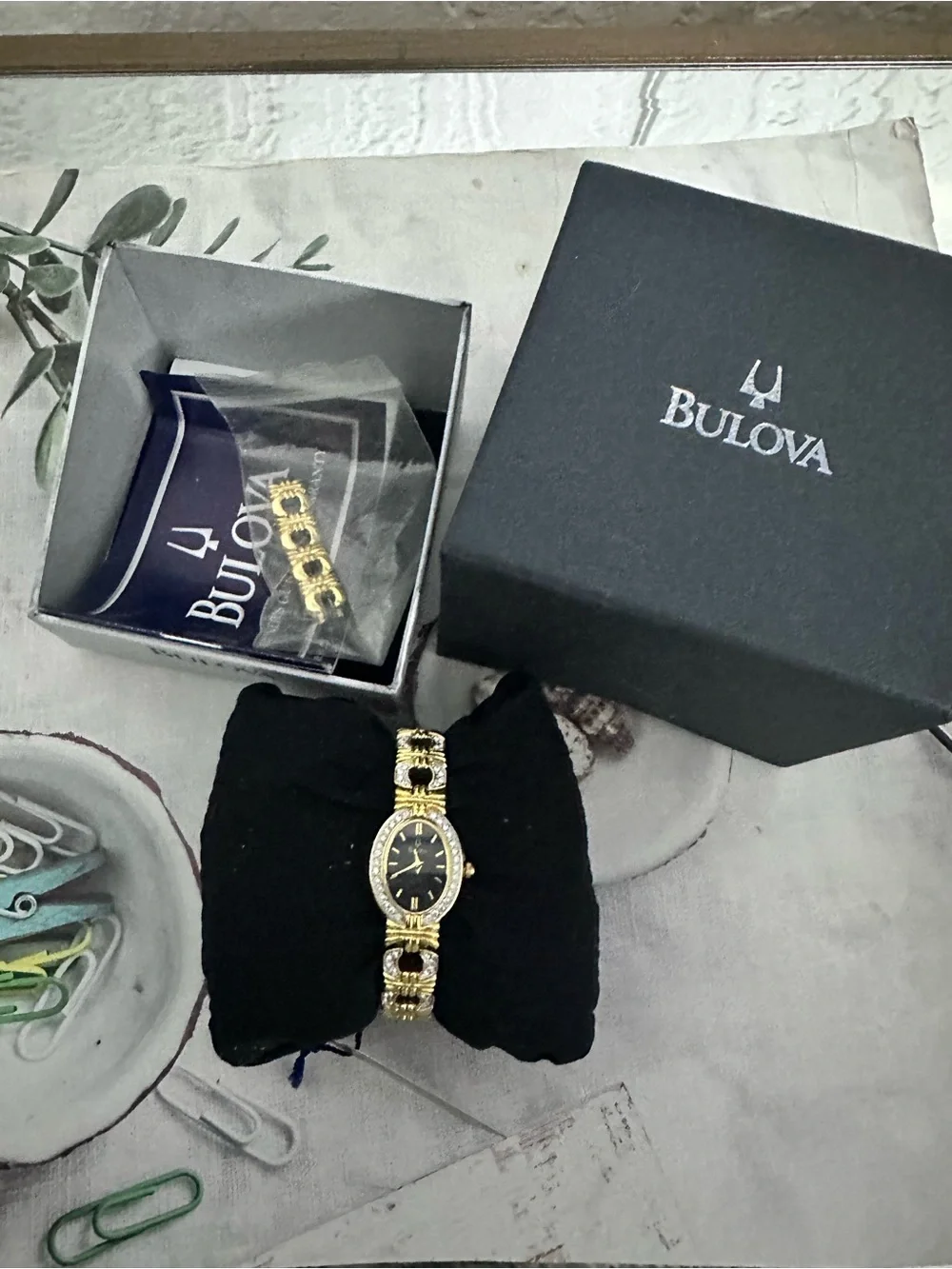 Bulova Gold and Black Women's Bracelet Watch